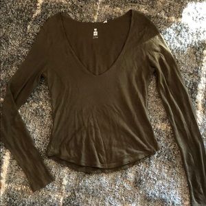 Olive green long sleeve crop top